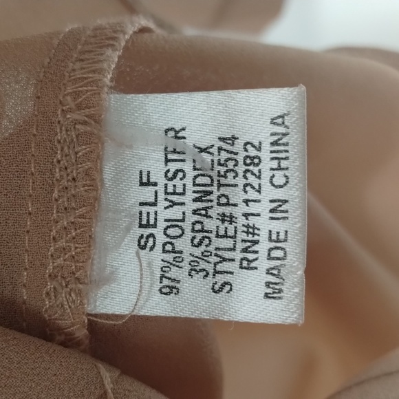 chandi & lia snap down long sleeve blouse small lightweight tan  pin tuck front - Picture 6 of 10